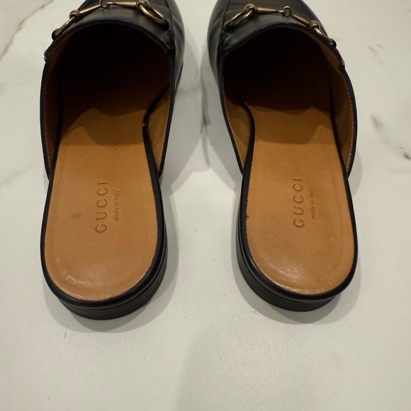 Iconic Gucci Black Leather Princetown Slipper with Gold Horsebit size 38.5 - Picture 6 of 6